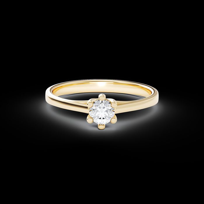 Inel logodna din aur galben 18k cu diamant