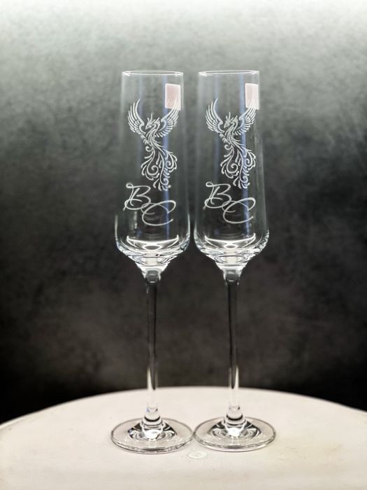 Гравирани кристални чаши за шампанско (ритуални чаши)