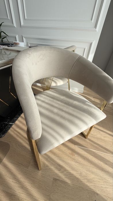 Scaun Intermobili premium, crem, catifea, 84x62x49 cm