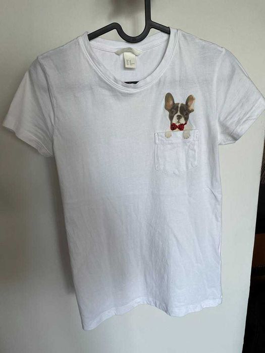 Дамска бяла памучна тениска H&M