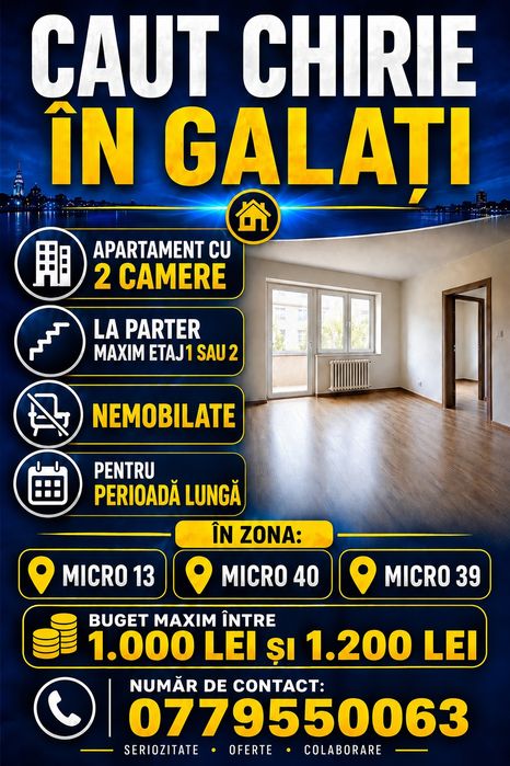 Caut chirie in Galați