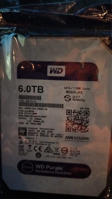 HDD 6 ТБ Внутренний жесткий диск Purple Surveillance (WD60EJRX) 6 TB