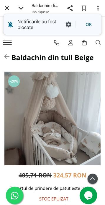 Baldachin bej bebe