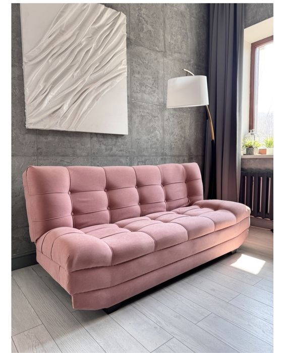 Диван  Шанхай, 190х55 см, обивка велюр, розовый