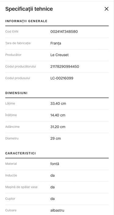 Le Creuset - oala ovala fonta emailata