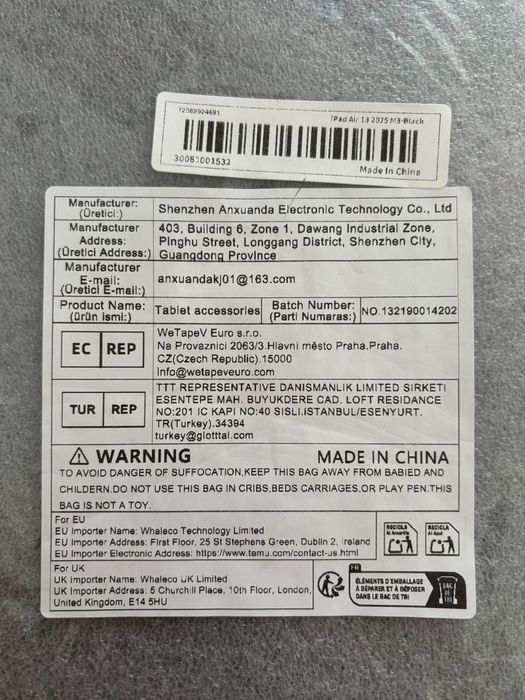 Husa neagră iPad Air 13 inch (M3)