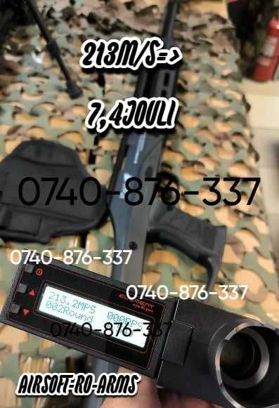 Pusca Airsoft cu LUNETA Vanatoare/Daunatori Arc 7,4j METAL