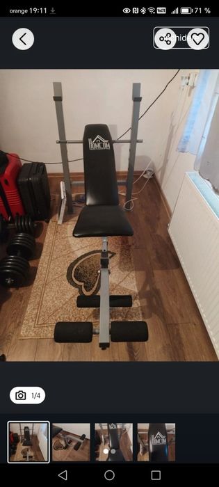 Bancă fitness fără greutăți