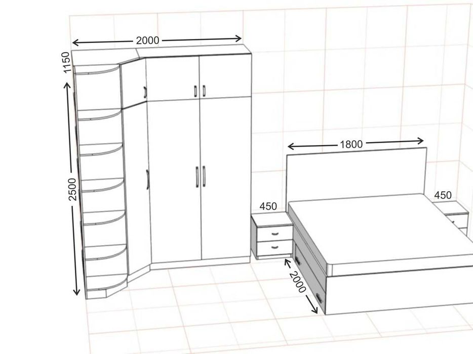 Спальный гарнитур. В отличном состоянии. Делали под заказ.