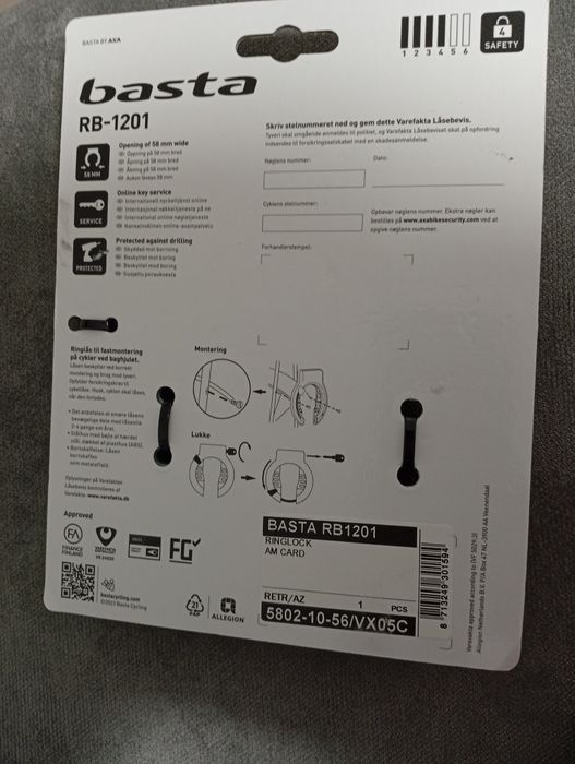 Încuietoare antifurt inÎncuietoare antifurt inelară Basta RB1201 neagr