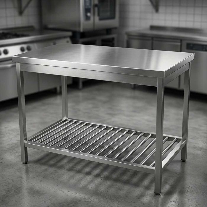 Nerjaveyka oshxona stoli 1.1m / Стол рабочий Нержавейка (с полкой)