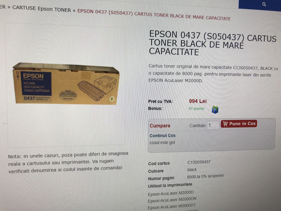 Toner Epson  Noi Nouțe cu FF