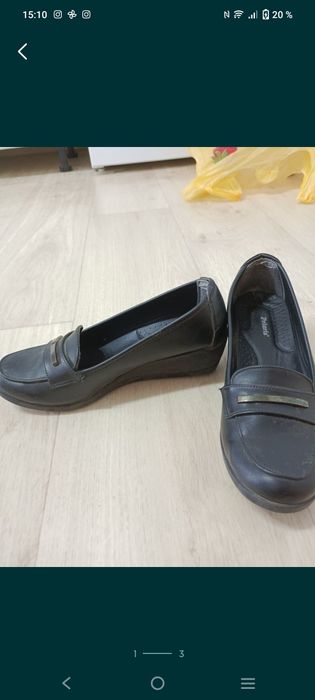 Кожаная туфли платформе