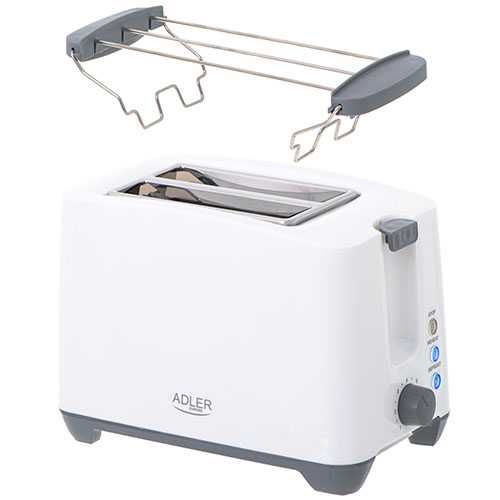 Prajitor paine Adler AD 3216, 2 felii, 1000 W, alb