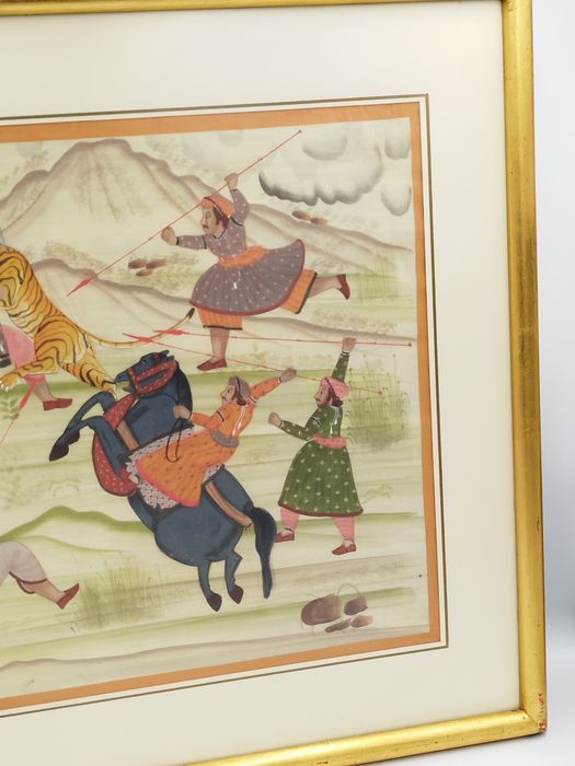 персийска миниатюра, изобразяваща ловна сцена, АНТИКВАРНА