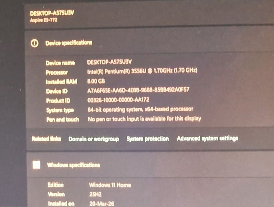 Laptop acer aspire E17