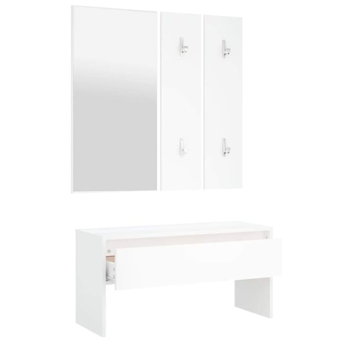 Комплект мебели за антре, бели, инженерно дърво
Цвят: Бял