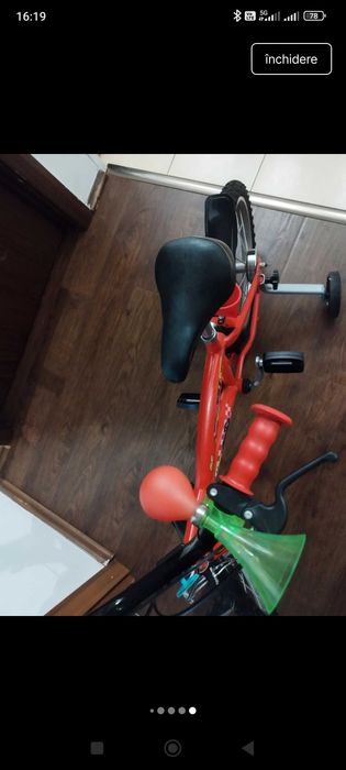 Bicicletă copii unisex Disney Cars (Fulger McQueen), roșie