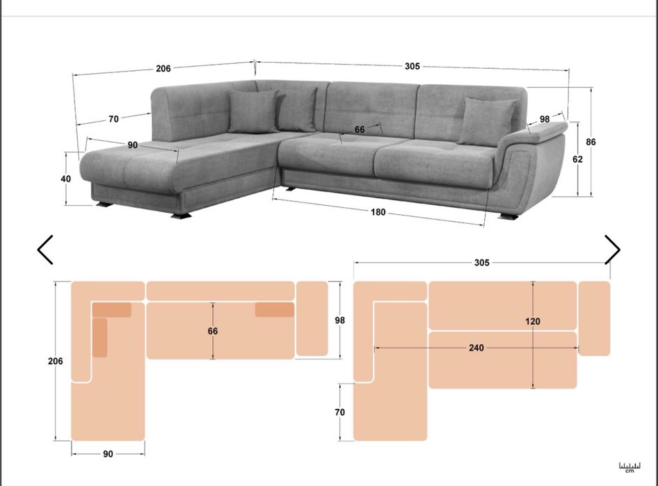 Разтегателен Ъглов диван