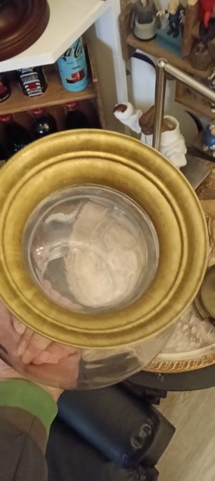 Bol de sticla cu baza metalica sau acvariu