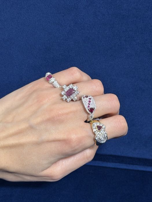 Inel aur 18k diamante 1.21 ct, rubin 0.32ct