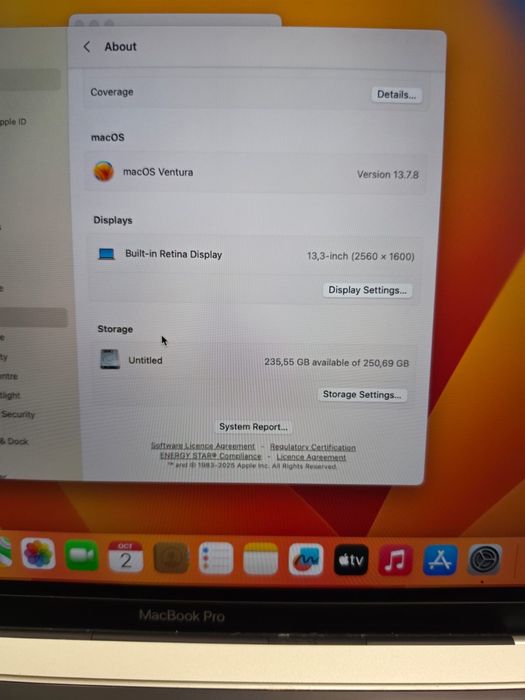 MacBook Pro 13" (2017) • Intel Core i5 3.1 GHz • 8GB RAM • Ecran Retina / Touch Bar