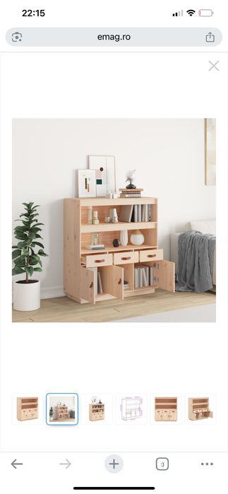 Dulapior si biblioteca de lemn de pin masiv