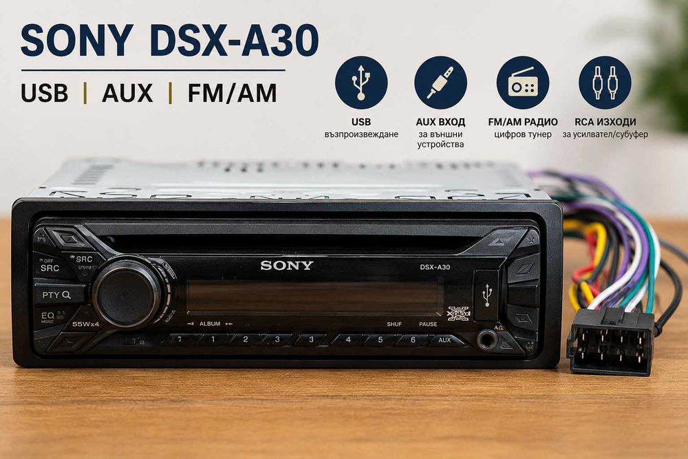 Sony DSX-A30 автомобилно CD-less радио | USB | AUX | FM/AM | Авто мултимедия