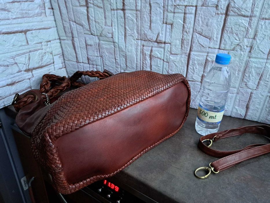 дамска кожена чанта Mia Tomazzi-кафява,кожена торба-естествена кожа