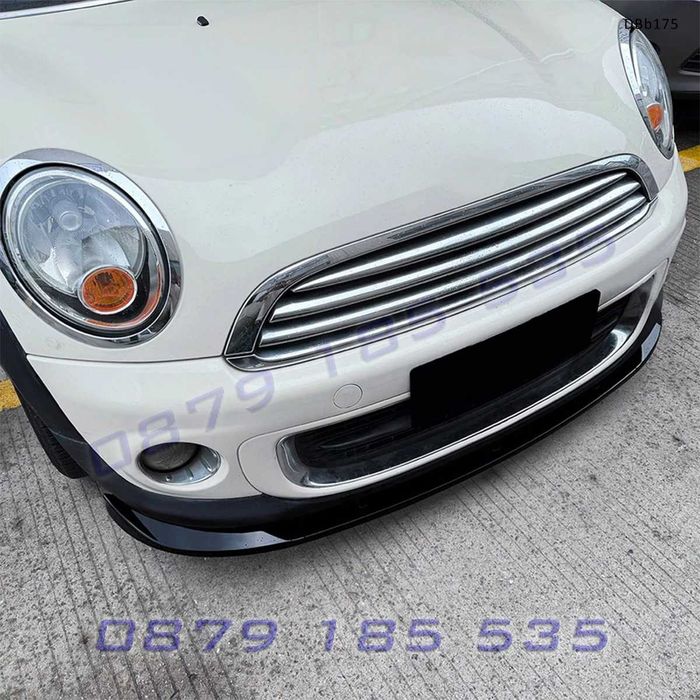 Преден лип спойлер за Mini R56 / R57 Facelift 2011-2014, черен гланц - DBb169 тунинг добавка предна броня мини