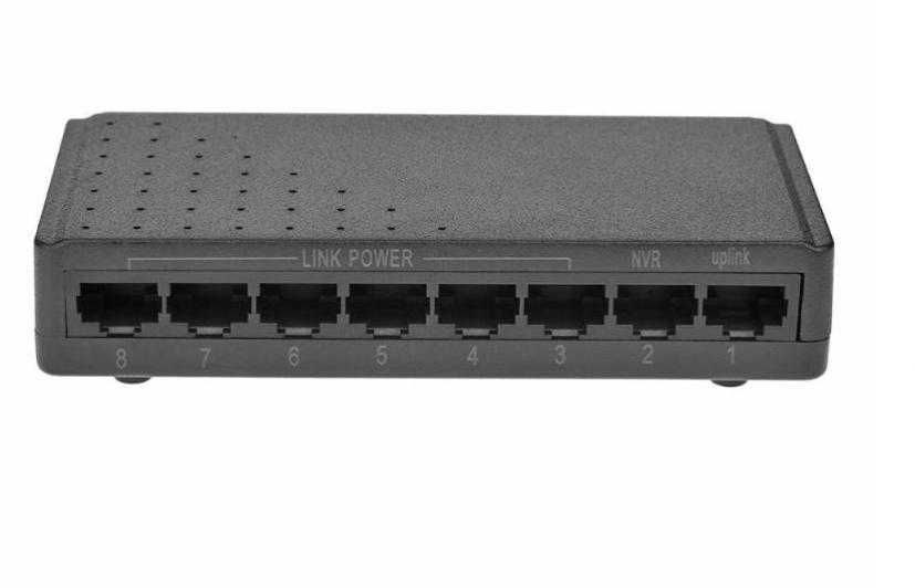 8 Port Poe Switch 6 PоE и 2xUplink Порт Мрежови IP NVR 8 Порт РоЕ Суич за Видеонаблюдение Захранващ Всякакви Устройства по UTP Кабел IP Камери 6V~56V