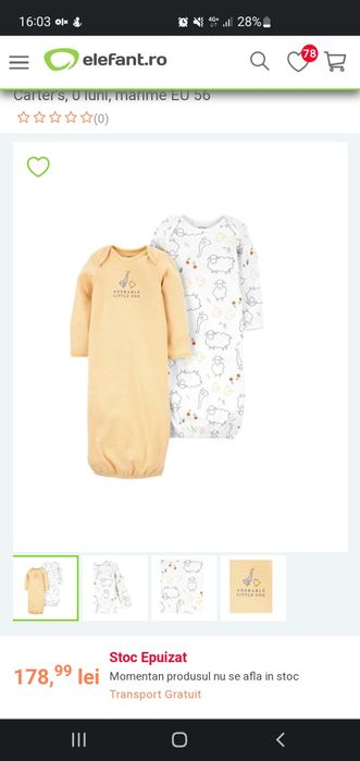 CARTER'S

Set 2 piese sac de dormit Puisori, Carter's, 0 luni, mari