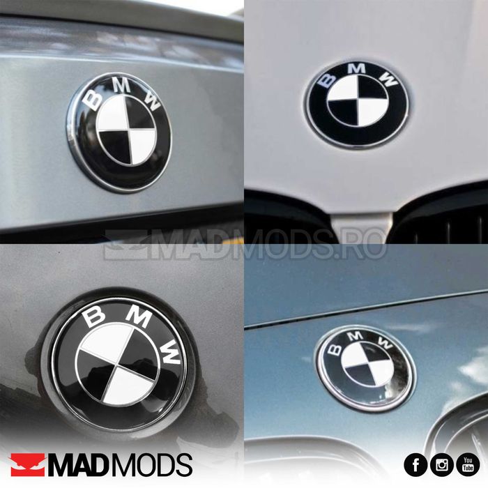 Set Stickere Embleme Negru cu Alb BMW Seria 1 2 3 4 5 6 7 8 X i M