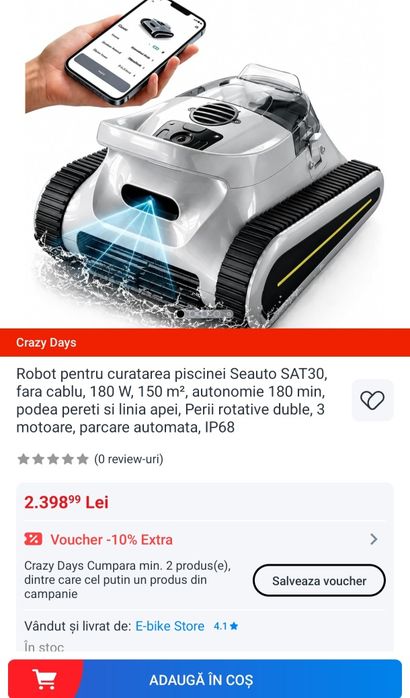 Robot piscina Seauto cu aplicatie pe telefon.