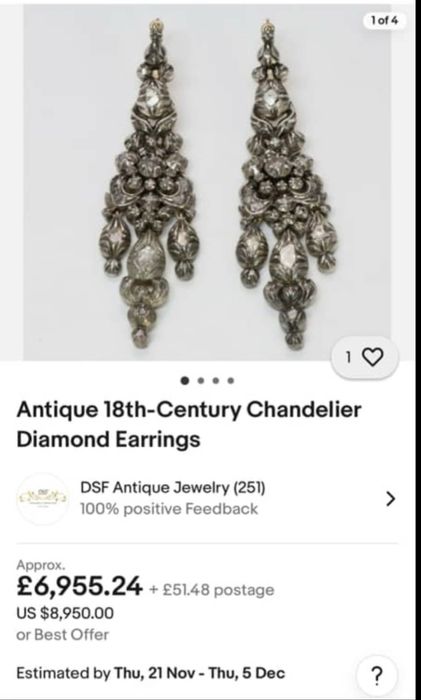 Cercei Georgieni aur cu argint si diamante 1700