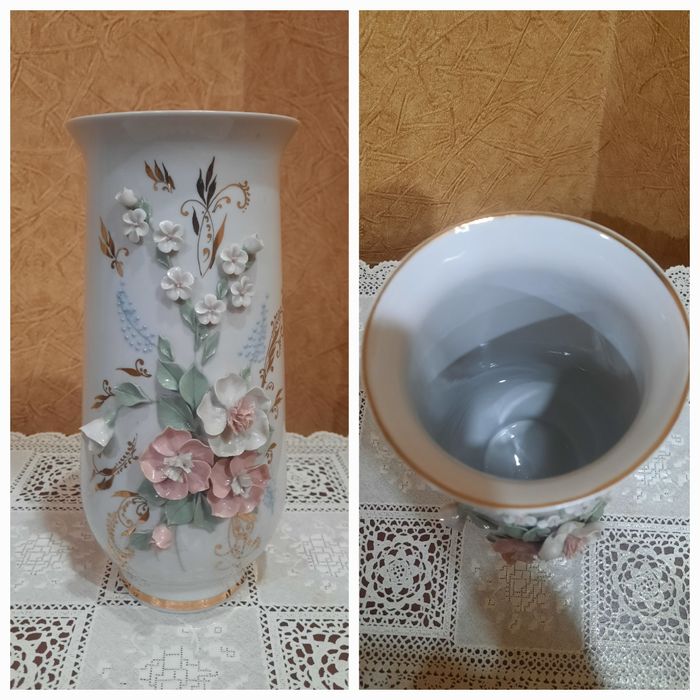 Красивая, винтажная, фарфоровая ваза Кисловодский ФЗ,  ручная работа,