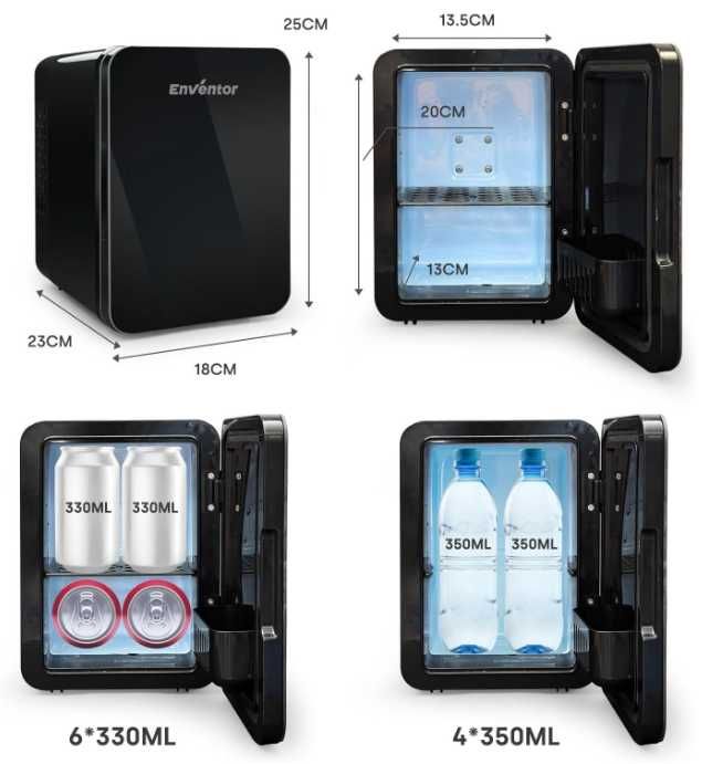 Mini frigider portabil Enventor, 4L, incalzire/racire, negru