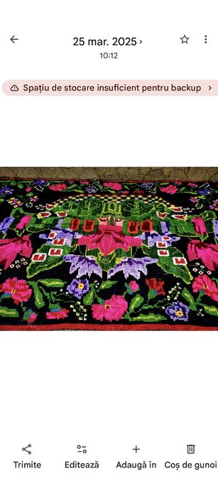 COVOR/LIPIDEU țărănesc tradițional țesut manual din lână naturală cu urzeală de bumbac