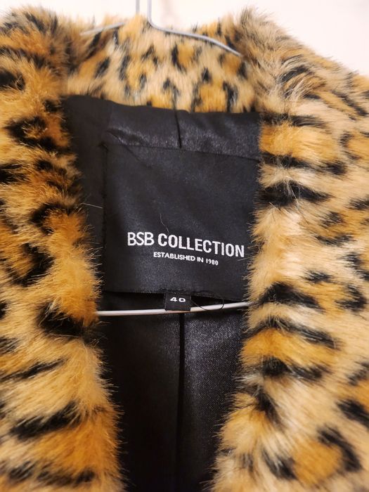 Palton midi de blana artificiala leopard / animal print