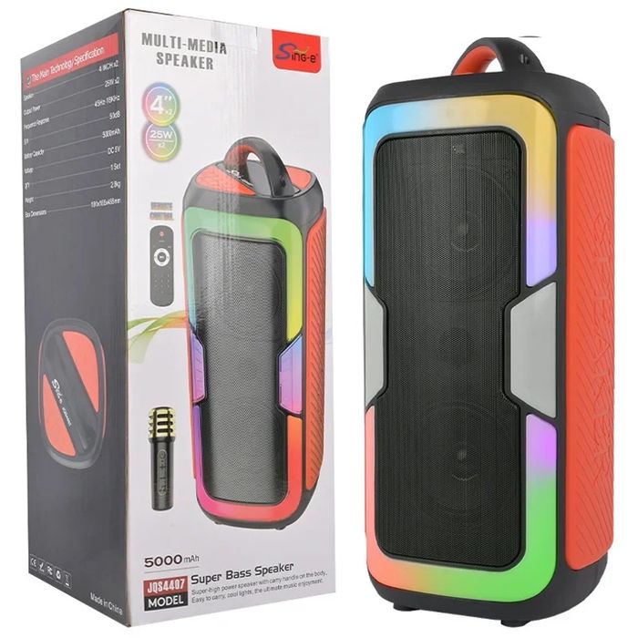 БЕПУЛ Доставка,Караоке Колонка JQS4407(45см)+ Симсиз Микрофон, Kalonka