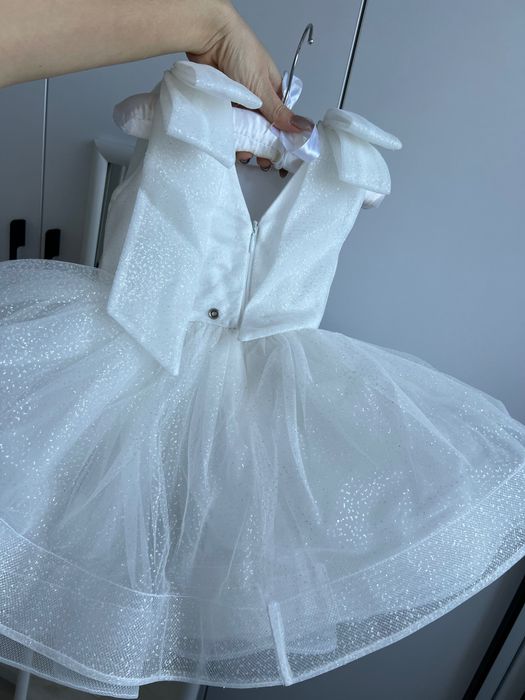 Рокля за бебе, първи рожден ден, официална, бяла, туту рокля