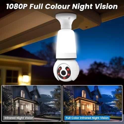 Нова 1080P WiFi крушка камера със сензор, цветно нощно виждане, аудио