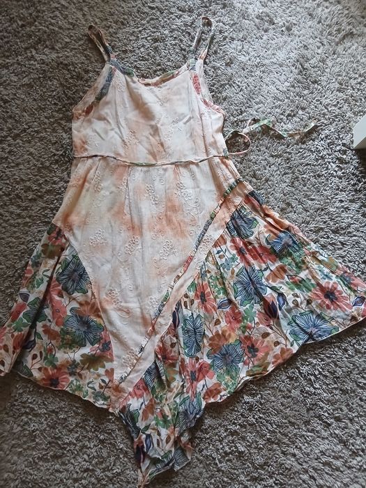 Rochie boho 100% bumbac, imprimeu floral / talie empire