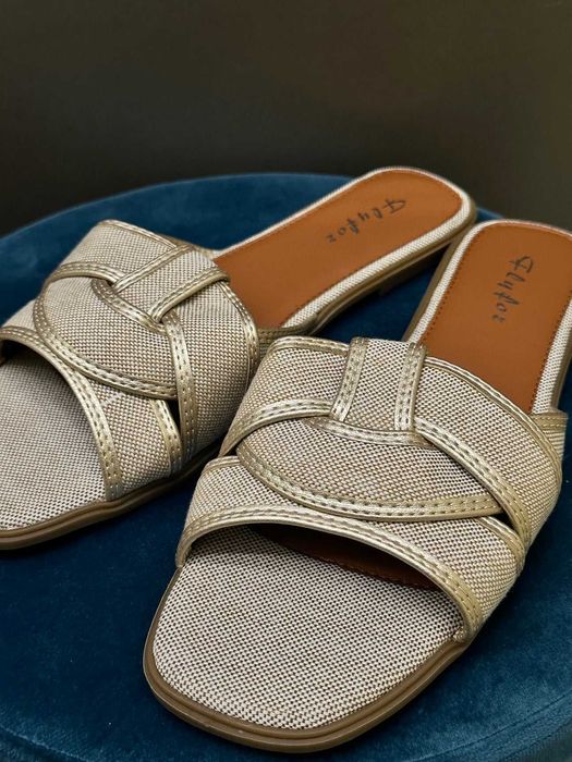 Дамски чехли Gold/Beige