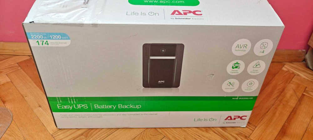 Непрекъсваем ТЗИ, APC Easy UPS 2200VA, 230V, AVR