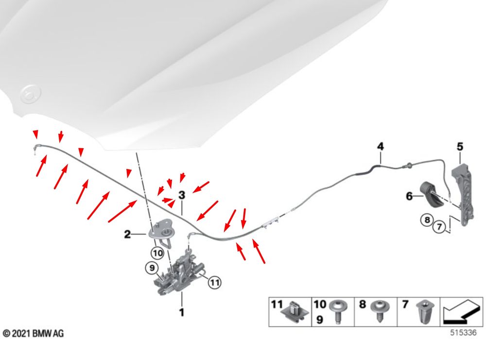 Жило За Отваряне На Преден Капак Bmw, X3 G01, X4 G02, Ix3 G08
