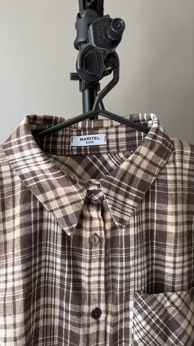 Продам тёплую рубашку в клетку oversize.