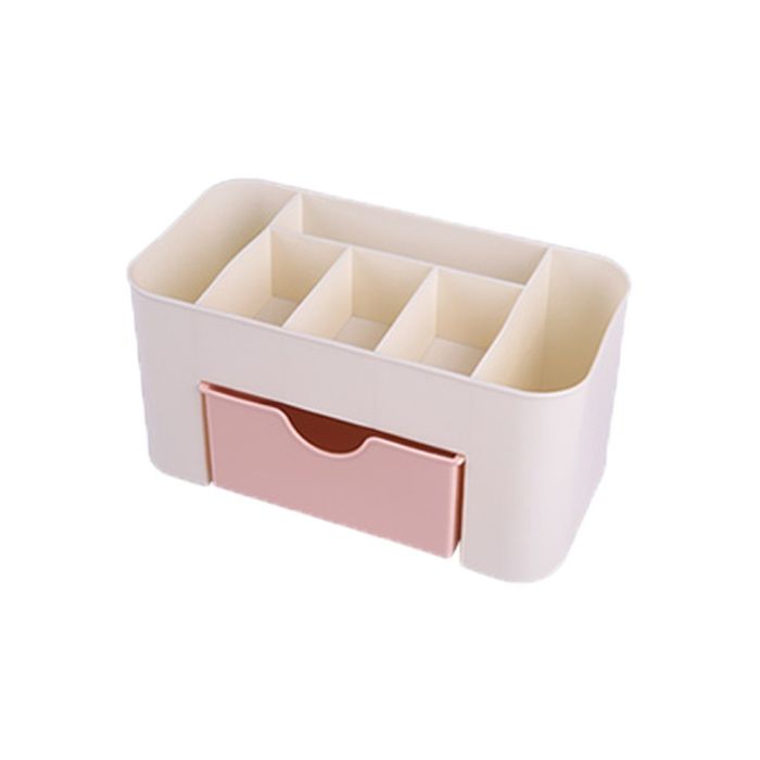 Органайзер за гримове с 6 отделения и 1 чекмедже / Цвят: розов / Разме