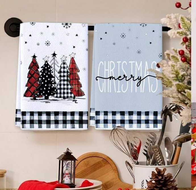 2buc Prosoape de bucatarie cu tematica de Craciun 48x40cm