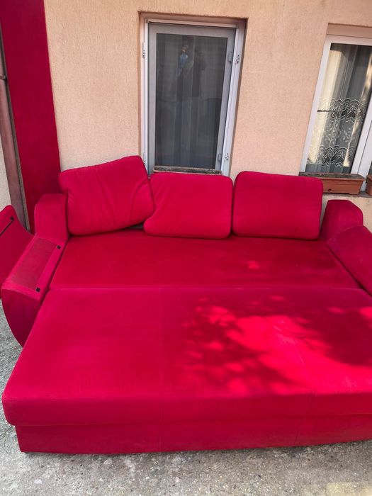 Canapea extensibila material textil cu lada depozitare